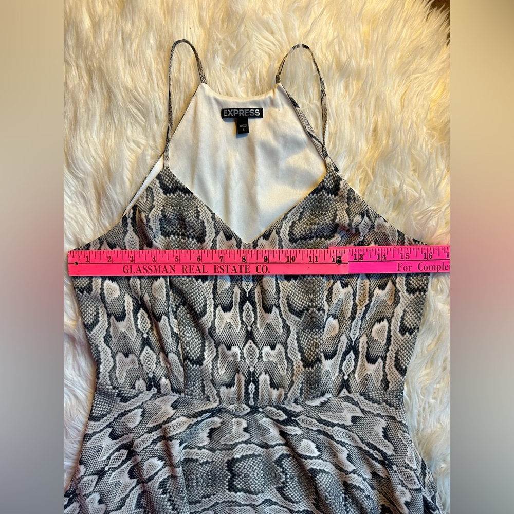 Express Python Snake Print Lined Halter Mini Dres… - image 6